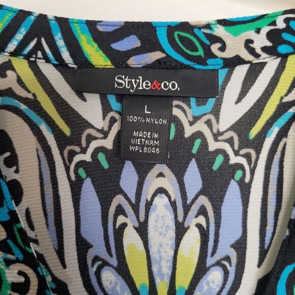 y2k Style and Co multicolor quirky button front electric art to wear top size L - Picture 4 of 6